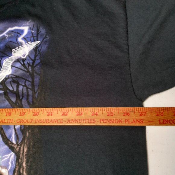 Skeleton Electric Guitar Shirt Men 3XL Graveyard Heavy Metal Halloween Lightning - Picture 5 of 9